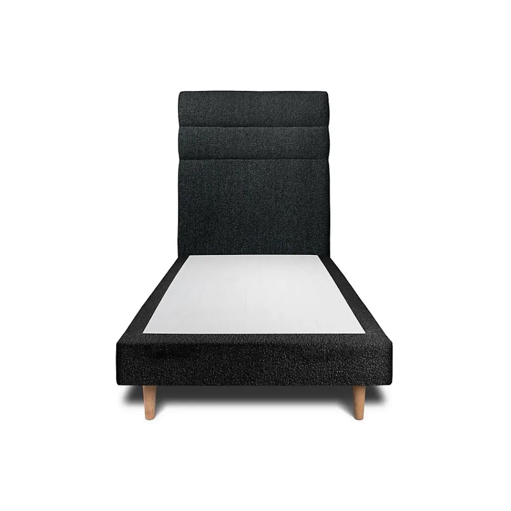 Sommeil De Plomb Lit avec tête de lit lignes bouclette et sommier tapissier - Lit en bois massif* Lit Simple