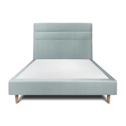 Lit avec tête de lit lignes velours et sommier tapissier - Lit en bois massif>Sommeil De Plomb Clearance