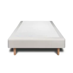 Sommeil De Plomb Lit avec tête de lit lignes velours et sommier tapissier - Lit en bois massif* Lit Simple