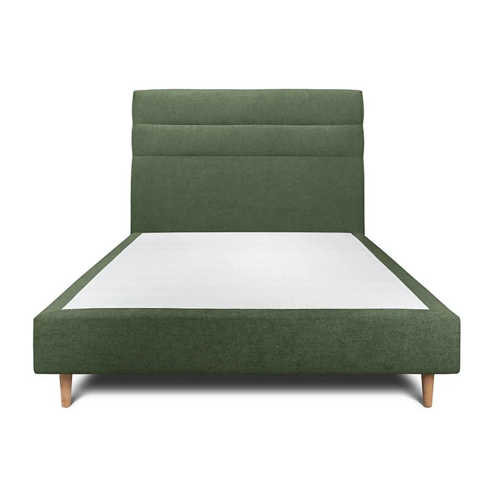 Lit avec tête de lit lignes tissu et sommier tapissier - Lit en bois massif>Sommeil De Plomb