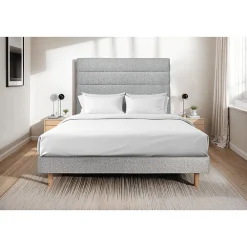 Sommeil De Plomb Lit avec tête de lit lignes bouclette et sommier kit - Lit en bois massif* Lit Double