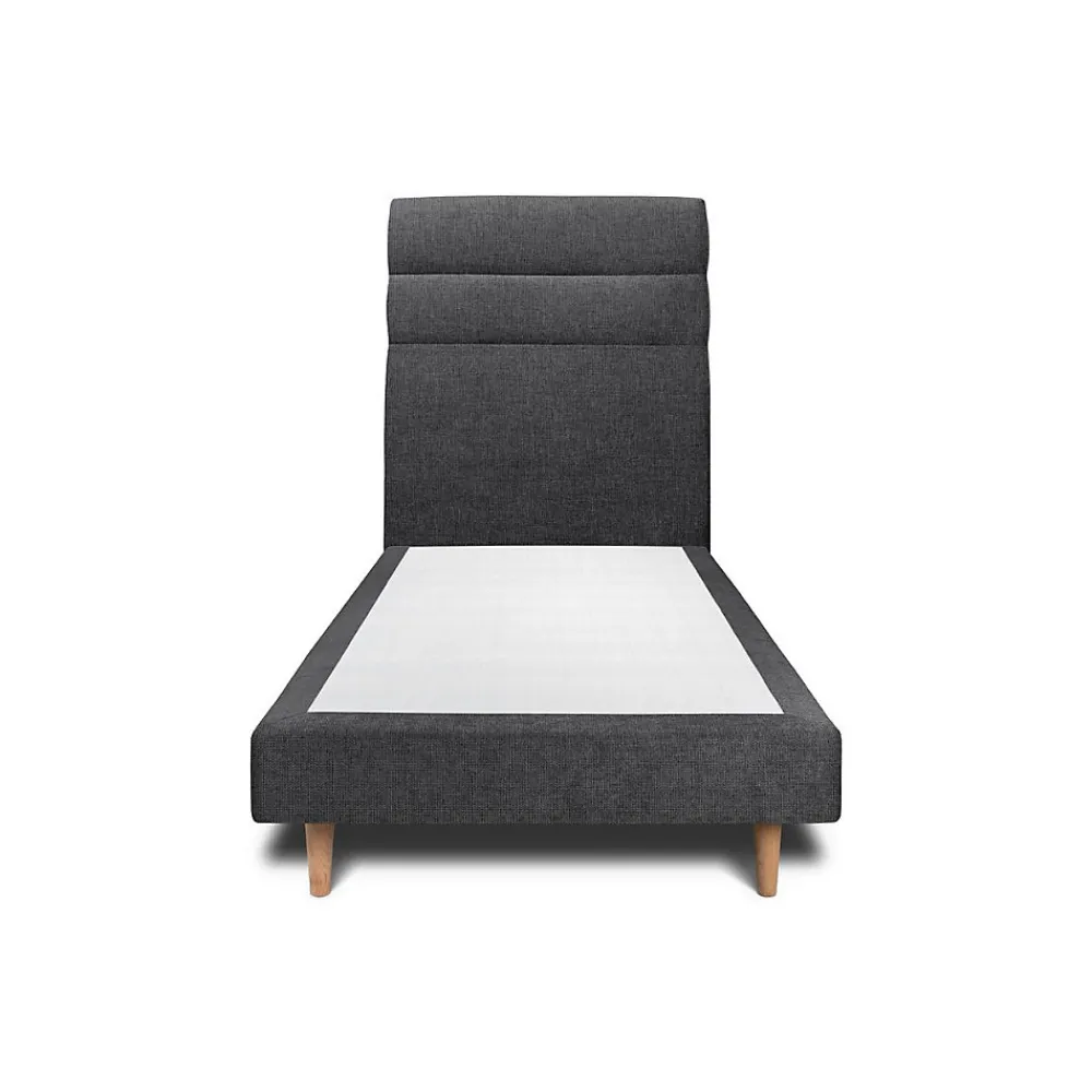 Lit avec tête de lit lignes tissu et sommier tapissier - Lit en bois massif>Sommeil De Plomb New