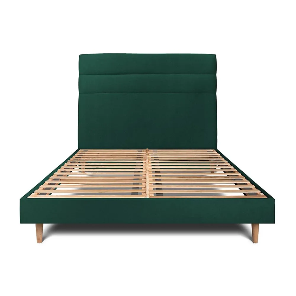 Sommeil De Plomb Lit avec tête de lit lignes velours et sommier kit - Lit en bois massif* Lit Simple