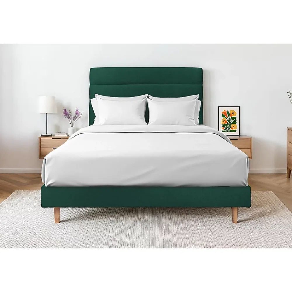 Sommeil De Plomb Lit avec tête de lit lignes velours et sommier kit - Lit en bois massif* Lit Simple