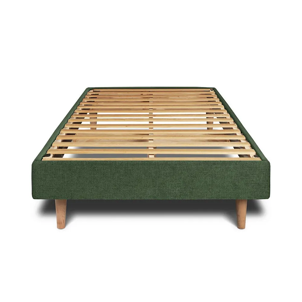 Lit avec tête de lit lignes tissu et sommier kit - Lit en bois massif>Sommeil De Plomb New