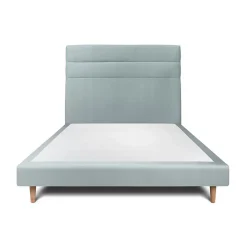 Sommeil De Plomb Lit avec tête de lit lignes velours et sommier tapissier - Lit en bois massif* Lit Simple