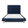 Lit avec tête de lit lignes velours et sommier tapissier - Lit en bois massif>Sommeil De Plomb Clearance