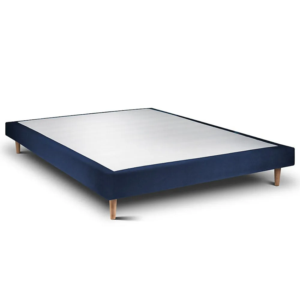 Lit avec tête de lit lignes velours et sommier tapissier - Lit en bois massif>Sommeil De Plomb Clearance