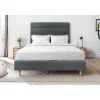 Sommeil De Plomb Lit avec tête de lit lignes velours et sommier tapissier - Lit en bois massif* Lit Simple