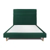 Sommeil De Plomb Lit avec tête de lit lignes velours et sommier tapissier - Lit en bois massif* Lit Double