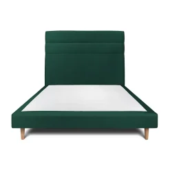 Sommeil De Plomb Lit avec tête de lit lignes velours et sommier tapissier - Lit en bois massif* Lit Double