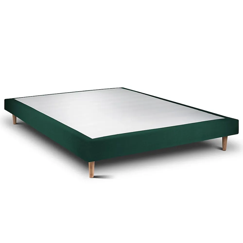 Sommeil De Plomb Lit avec tête de lit lignes velours et sommier tapissier - Lit en bois massif* Lit Double