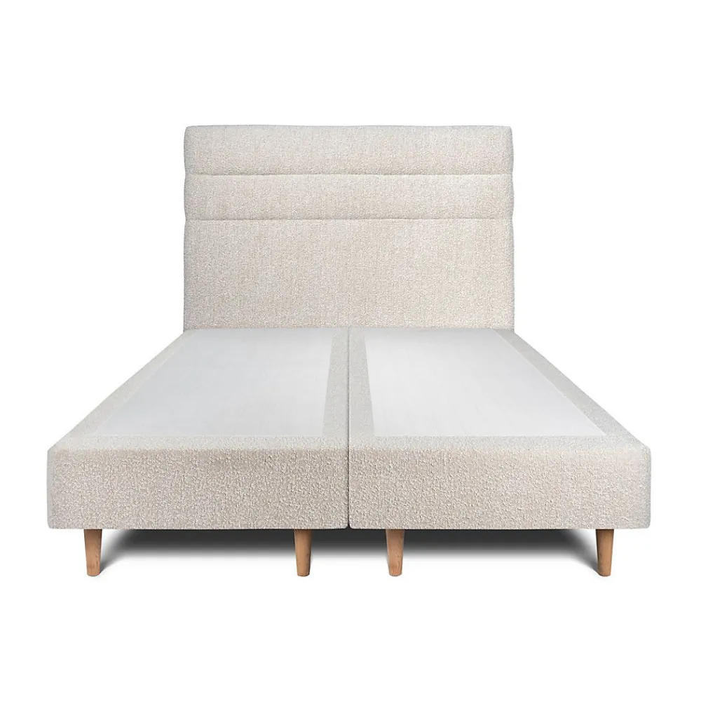 Sommeil De Plomb Lit avec tête de lit lignes bouclette et sommier tapissier - Lit en bois massif* Lit Double