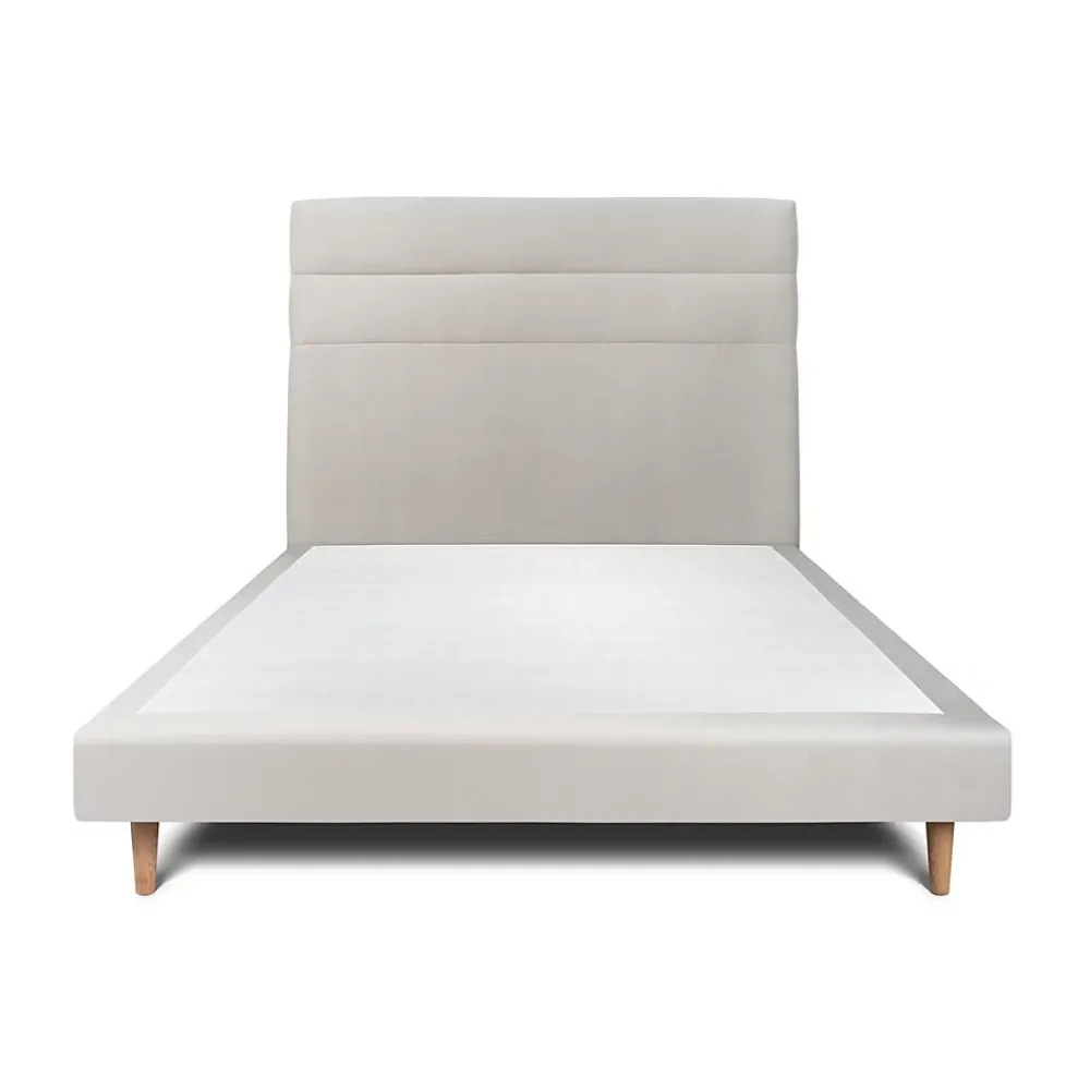 Sommeil De Plomb Lit avec tête de lit lignes velours et sommier tapissier - Lit en bois massif* Lit Double