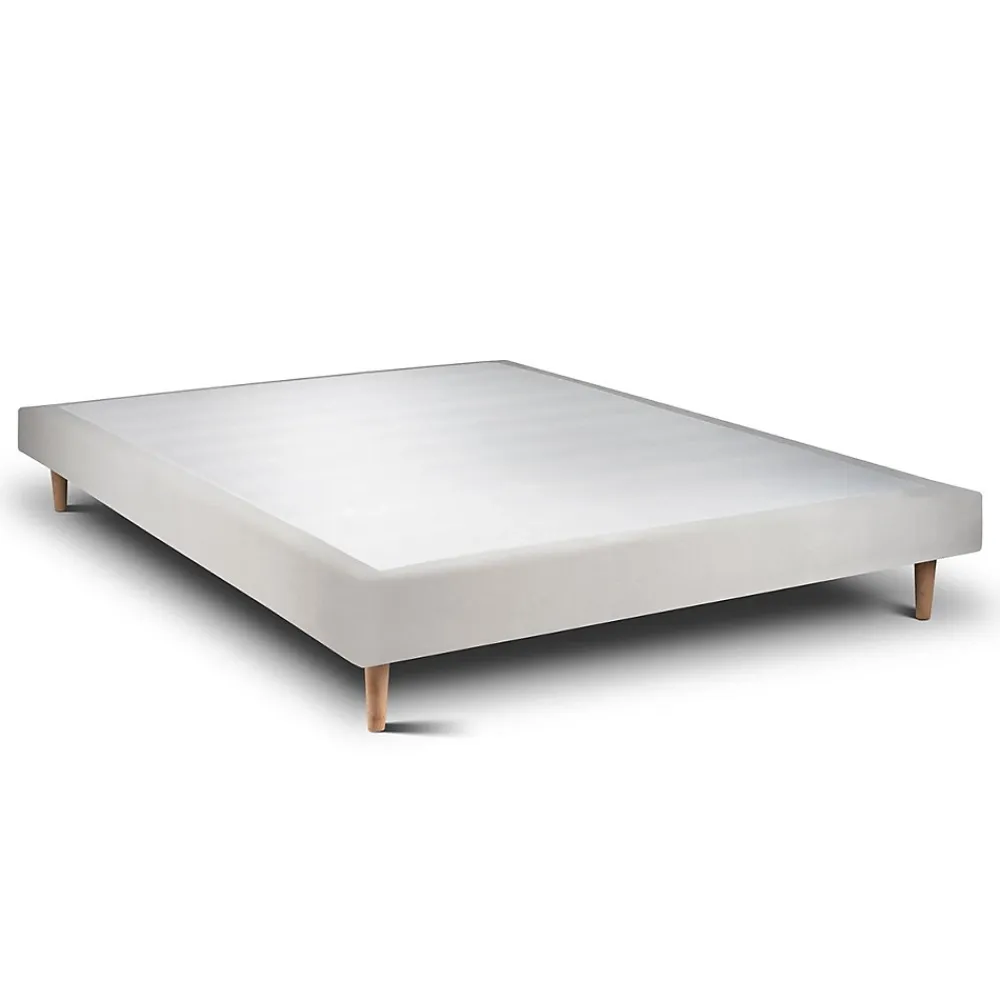 Sommeil De Plomb Lit avec tête de lit lignes velours et sommier tapissier - Lit en bois massif* Lit Double