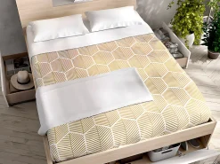 Lit avec tête de lit rangements et tiroirs - 140 x 190 cm - Coloris : Naturel et blanc - LEANDRE><noscript><img width=