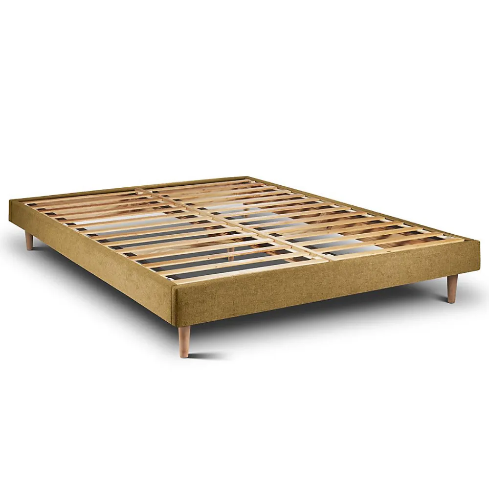 Lit avec tête de lit tapissier tissu et sommier kit - Lit en bois massif>Sommeil De Plomb