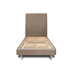 Lit avec tête de lit tapissier velours et sommier kit - Lit en bois massif>Sommeil De Plomb Outlet