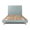 Sommeil De Plomb Lit avec tête de lit tapissier velours et sommier kit - Lit en bois massif* Lit Simple