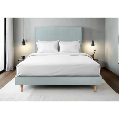 Sommeil De Plomb Lit avec tête de lit tapissier velours et sommier kit - Lit en bois massif* Lit Simple