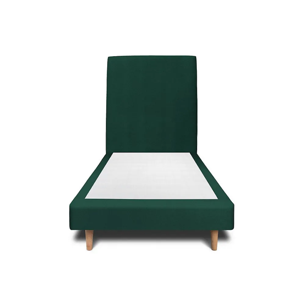 Lit avec tête de lit tapissier velours et sommier tapissier - Lit en bois massif>Sommeil De Plomb