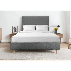 Lit avec tête de lit tapissier tissu et sommier tapissier - Lit en bois massif>Sommeil De Plomb Sale