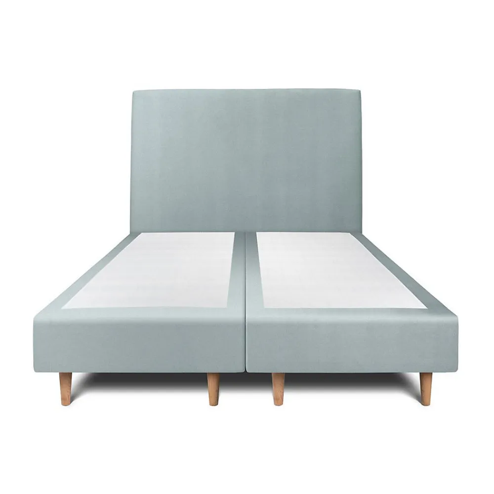 Lit avec tête de lit tapissier velours et sommier tapissier - Lit en bois massif>Sommeil De Plomb Discount