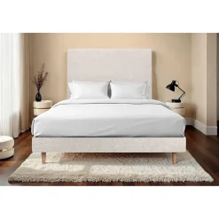 Sommeil De Plomb Lit avec tête de lit tapissier tissu et sommier kit - Lit en bois massif* Lit Double