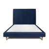 Lit avec tête de lit tapissier velours et sommier tapissier - Lit en bois massif>Sommeil De Plomb Discount