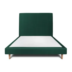 Sommeil De Plomb Lit avec tête de lit tapissier velours et sommier tapissier - Lit en bois massif* Lit Simple