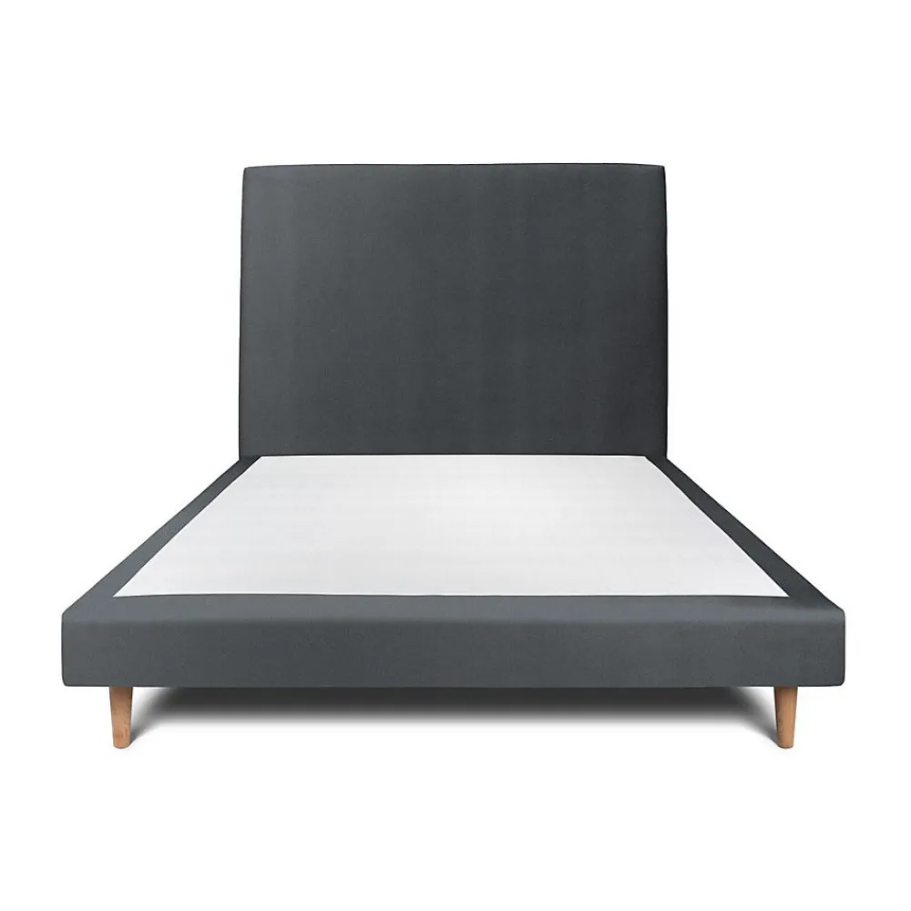 Lit avec tête de lit tapissier velours et sommier tapissier - Lit en bois massif>Sommeil De Plomb New