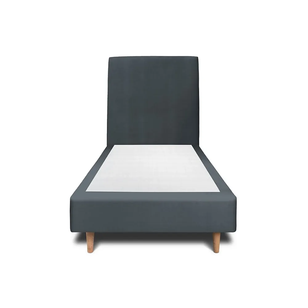 Sommeil De Plomb Lit avec tête de lit tapissier velours et sommier tapissier - Lit en bois massif* Lit Simple