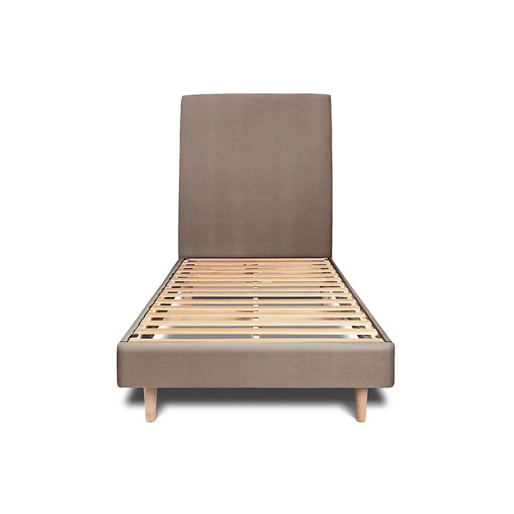 Lit avec tête de lit tapissier velours et sommier kit - Lit en bois massif>Sommeil De Plomb New