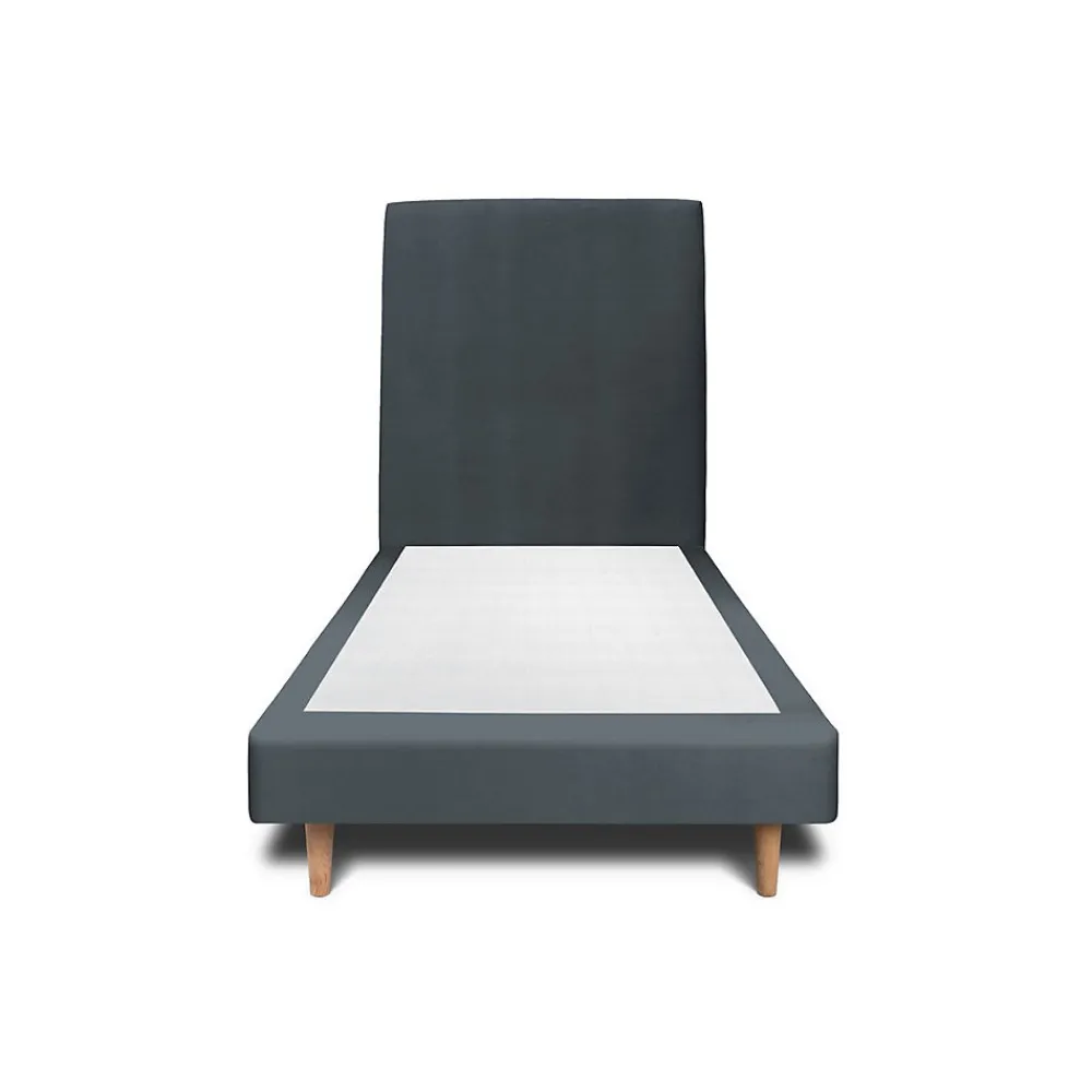 Lit avec tête de lit tapissier velours et sommier tapissier - Lit en bois massif>Sommeil De Plomb