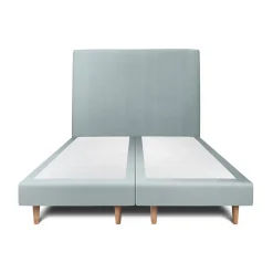 Lit avec tête de lit tapissier velours et sommier tapissier - Lit en bois massif>Sommeil De Plomb Sale