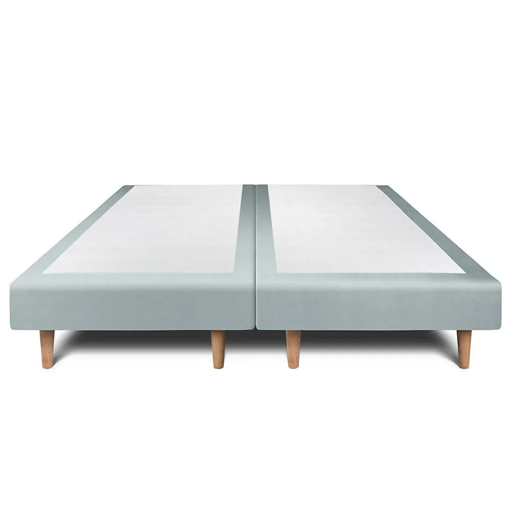 Lit avec tête de lit tapissier velours et sommier tapissier - Lit en bois massif>Sommeil De Plomb Sale