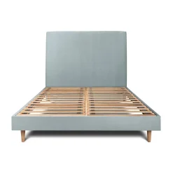 Sommeil De Plomb Lit avec tête de lit tapissier velours et sommier kit - Lit en bois massif* Lit Double