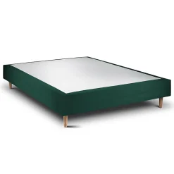 Sommeil De Plomb Lit avec tête de lit tapissier velours et sommier tapissier - Lit en bois massif* Lit Simple