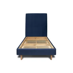 Lit avec tête de lit tapissier velours et sommier kit - Lit en bois massif>Sommeil De Plomb Sale