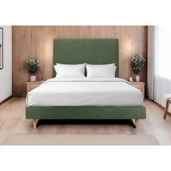 Sommeil De Plomb Lit avec tête de lit tapissier tissu et sommier tapissier - Lit en bois massif* Lit Simple