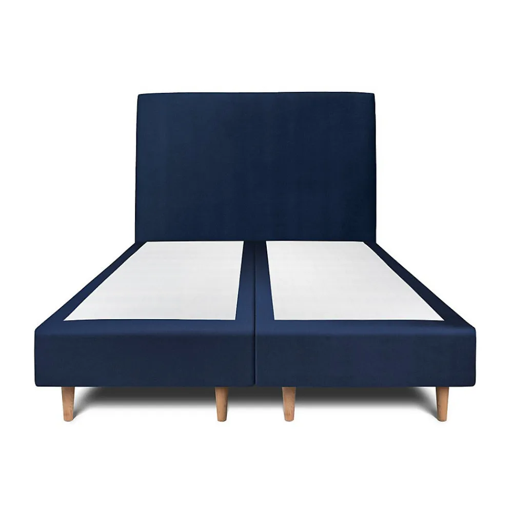 Lit avec tête de lit tapissier velours et sommier tapissier - Lit en bois massif>Sommeil De Plomb Online