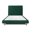 Lit avec tête de lit tapissier velours et sommier tapissier - Lit en bois massif>Sommeil De Plomb Clearance