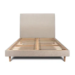 Sommeil De Plomb Lit avec tête de lit tapissier tissu et sommier kit - Lit en bois massif* Lit Double