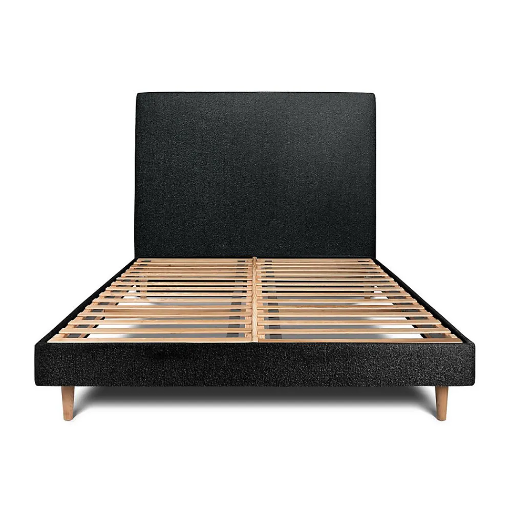 Lit avec tête de lit tapissier bouclette et sommier kit - Lit en bois massif>Sommeil De Plomb Best