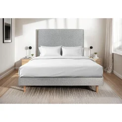 Sommeil De Plomb Lit avec tête de lit tapissier bouclette et sommier kit - Lit en bois massif* Lit Simple