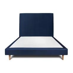 Sommeil De Plomb Lit avec tête de lit tapissier velours et sommier tapissier - Lit en bois massif* Lit Double
