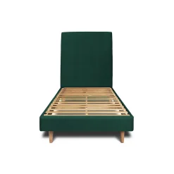 Sommeil De Plomb Lit avec tête de lit tapissier velours et sommier kit - Lit en bois massif* Lit Simple