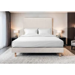 Sommeil De Plomb Lit avec tête de lit tapissier tissu et sommier tapissier - Lit en bois massif* Lit Double
