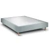 Sommeil De Plomb Lit avec tête de lit tapissier velours et sommier tapissier - Lit en bois massif* Lit Simple