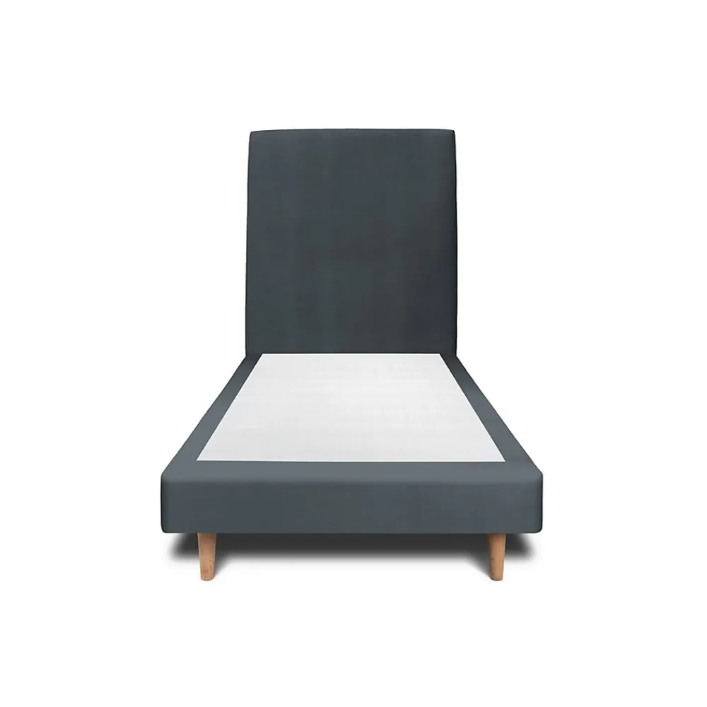 Sommeil De Plomb Lit avec tête de lit tapissier velours et sommier tapissier - Lit en bois massif* Lit Simple